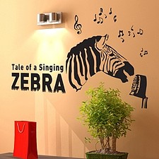 雅风墙贴 singing zebra 麦霸斑马落地窗橱窗橱柜背景墙装饰贴纸