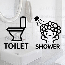 韩版墙贴 toilet shower graphic sticker 卫生间浴室门瓷砖贴纸