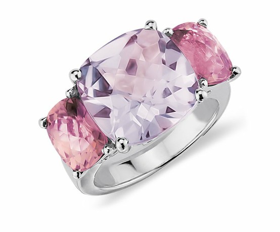 Lavender Amethyst and Pink Tourmaline Ring in 14k White Gold - Blue Nile