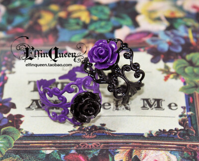 ElfinQueen●Anna Sui●廷宫风 紫黑玫瑰戒指