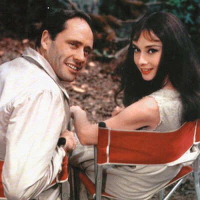 『Audrey Hepburn and Mel Ferrer on set; Green Mansions, 1959.』