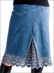 crochet inset to old denim blue jeans