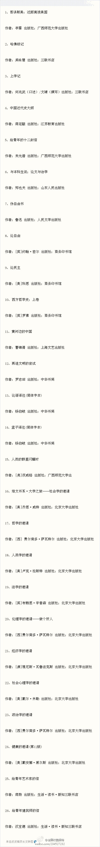 【南方周末编辑部给实习生的必读书单】