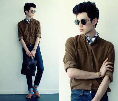 Silk Scarf, Corduroy Shirt, Leather &#39;Letter&#39; Bag, Cheap Monday Classic Blue Skinnies, Woven Leather Loafers