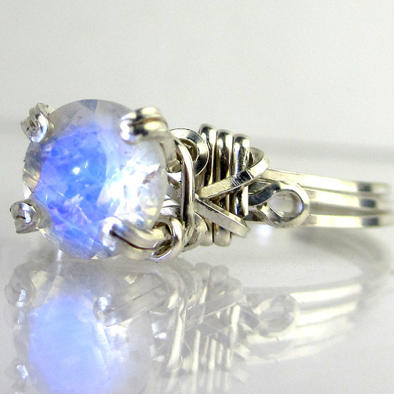 Rainbow Moonstone Sterling Silver Ring