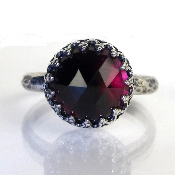 Princess Garnet Sterling Silver Ring