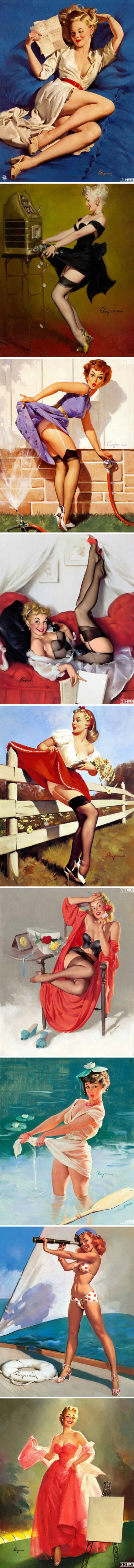 【画报女孩】分享一组来自美国插画师Gil Elvgren(1914-1980)的Pin-up作品