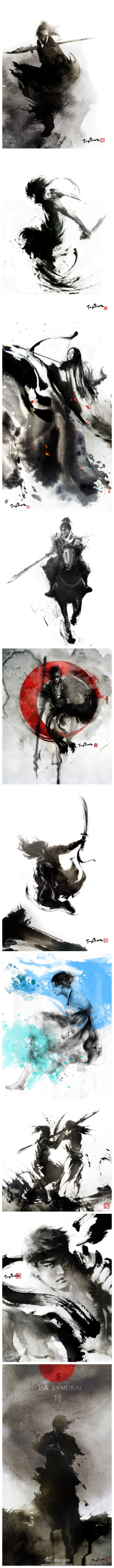 【水墨武侠】台湾女插画师张榕珊的水墨作品。充满力量，极具戏剧张力，蕴藏中国武侠精神。