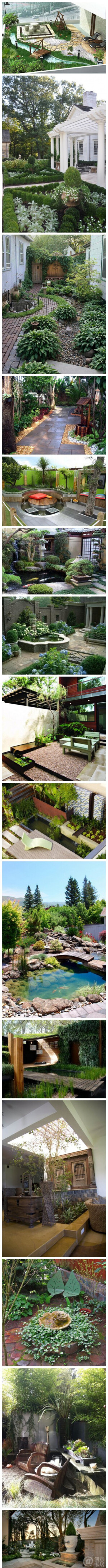 超漂亮庭院设计，绿色的小迷宫、鹅卵石小径、小池塘、喷泉、茂盛的盆栽和缤纷的鲜花……各种美~~~