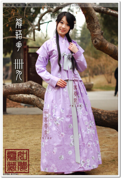 [如梦霓裳] 汉服 襦裙[解语花(卌九] 紫襦-紫花裙-紫花半臂