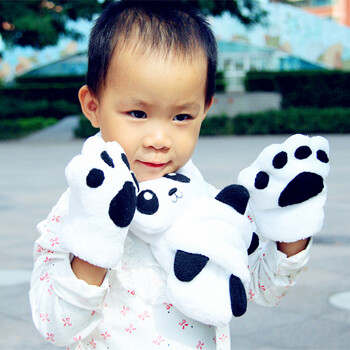 国宝小熊猫 DIY布艺 宝宝用品 围脖及熊猫爪手套套装