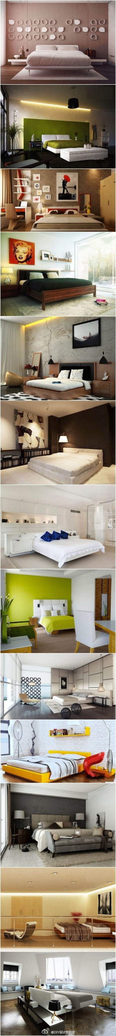 现代风格的多款卧室布置参考，喜欢的转起~~~~