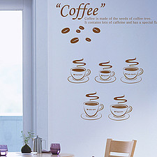 雅风墙贴纸 coffee time wall sticker 餐厅咖啡屋橱窗装饰背景墙