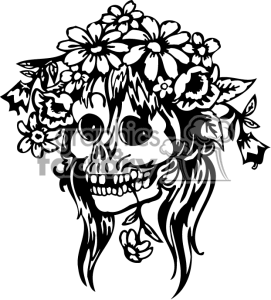 Skull with flowers