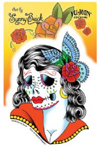 Vinyl Vehicle Sticker Decal Tattoo Flash Lady Skull Graphic Day of the Dead