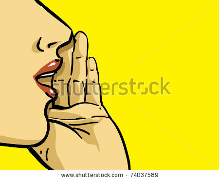 stock vector : hand gesture of woman telling secrets, spread the word illustration