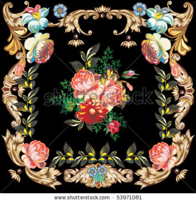 stock vector : illustration with rose flower decoration on black background