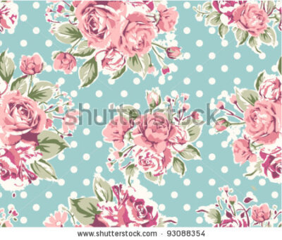 stock vector : pink vintage rose pattern on green background