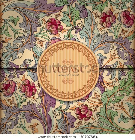 stock vector : Floral Background with Vintage Label
