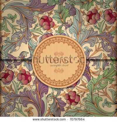 stock vector : Floral Background with Vintage Label