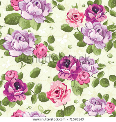 stock vector : Elegance Seamless wallpaper pattern with of pink roses on floral background, vector illustration