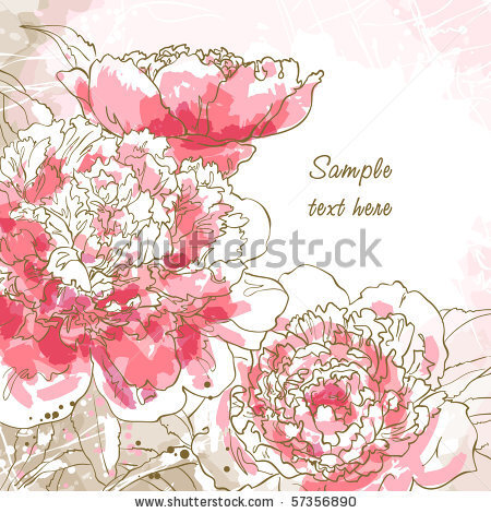 stock vector : Abstract romantic vector background with three peony