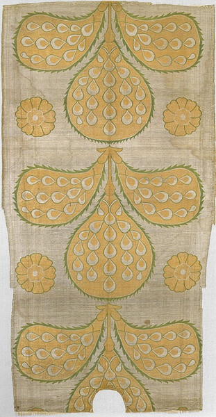 Panel from a kaftan, mid-16th century; Ottoman Turkey (Istanbul) Silk and metallic threads, compound weave H. 52 in. (132.1 cm)