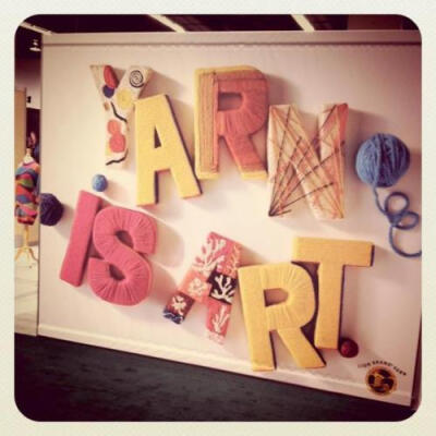 DIY Inspiration: Wrapped Yarn Letters. Yarn is Art.?From CHA (Craft and Hobby Association). Found on Fontcrafts’ Facebook Photos here.