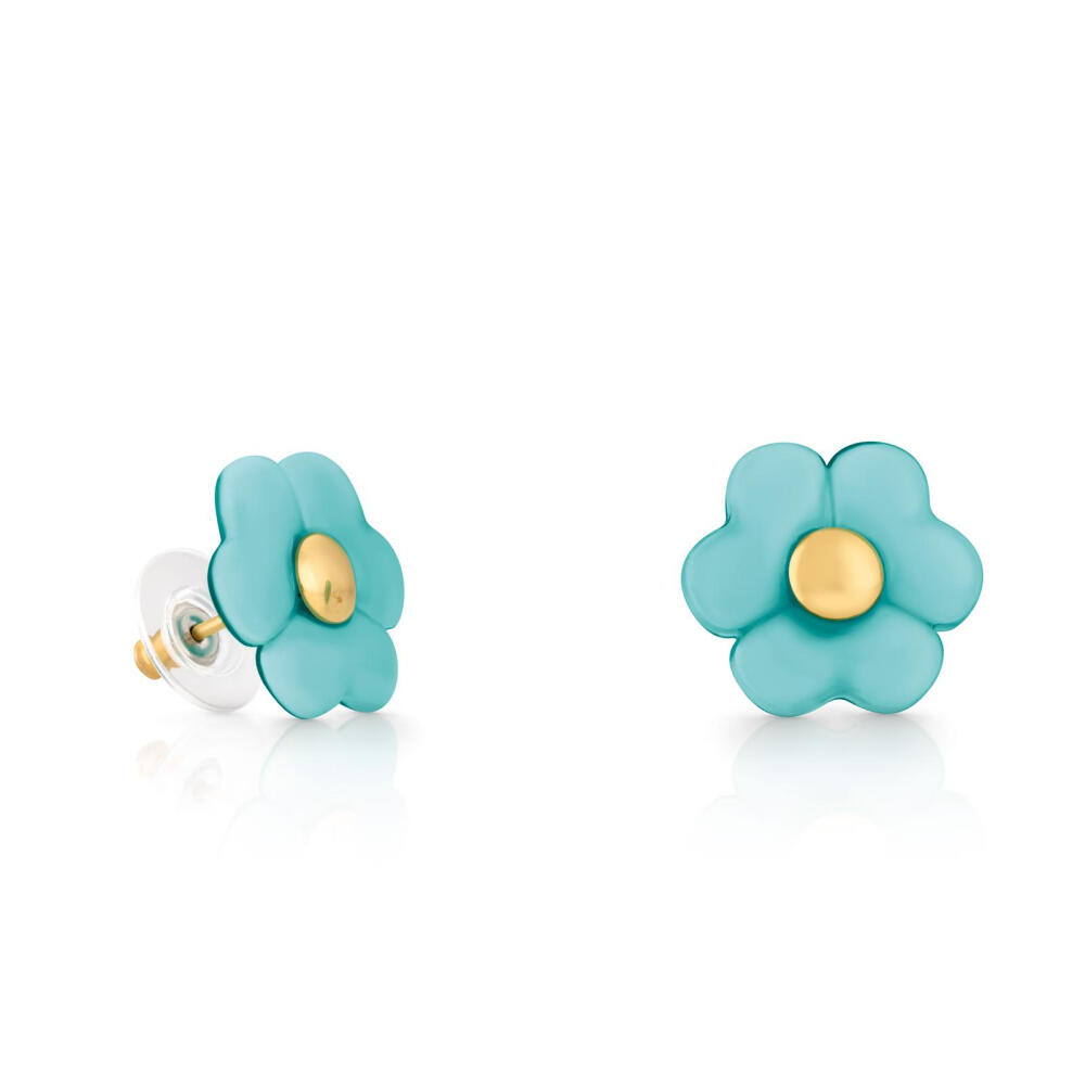 Flor Nueva 18kt yellow gold TOUS Flor Nueva earrings with crystal. Antiallergic stud lock. Flower: 1,8cm. - 11/16".