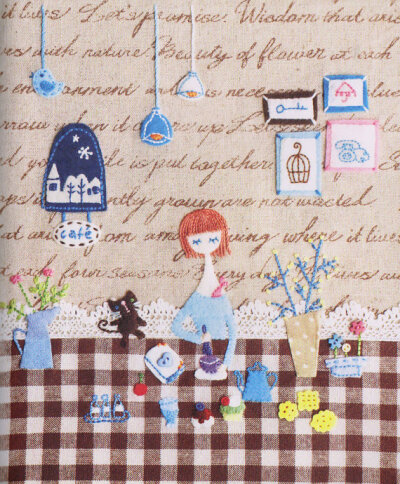 Lovely coffee shop hand embroidery stitch sewing applique patchwork quilt PDF E Patterns