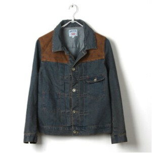 古着灯芯绒拼接民族 纯色单宁牛仔夹克。 精选~