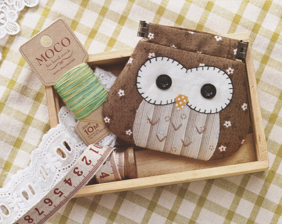 How to make Owl coin purse Bag Handbag Wallet hand embroidery stitch sewing applique patchwork quilt PDF pattern E Patterns ebook