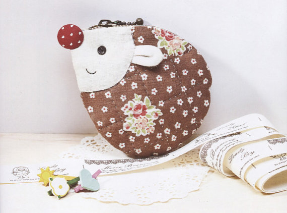 How to make hedgehog coin purse Bag Handbag Wallet hand embroidery stitch sewing applique patchwork quilt PDF pattern E Patterns ebook