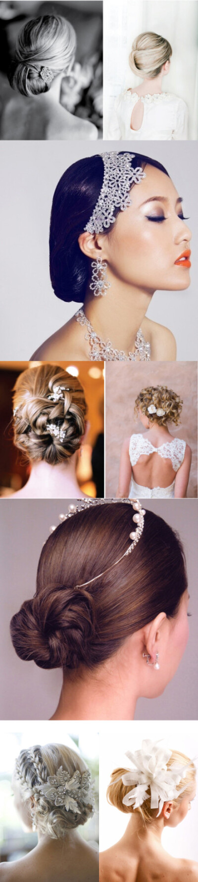 享几款不同类型的新娘头饰造型，简洁的发髻，更显优雅的气质~~