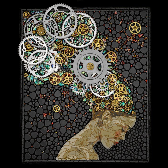 Beautiful Mosaics Made of Gears, Watches, and Keys