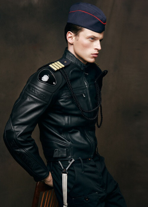 Hot leather uniform!