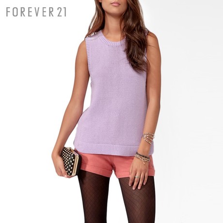 FOREVER21 女装 F21无袖纯色背心针织衫