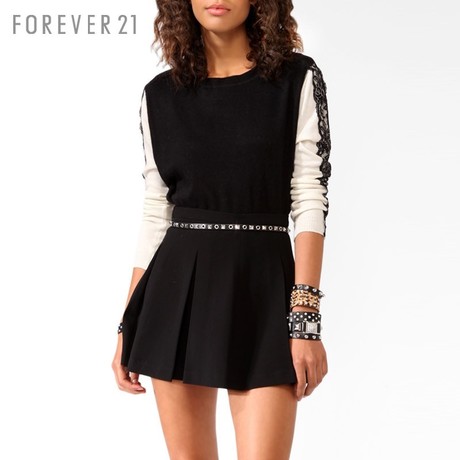 FOREVER21 女装 FAB蕾丝贴片兔毛混纺针织衫