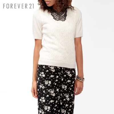 FOREVER21 女装 FAB蕾丝覆盖短袖针织衫