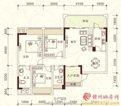 赣州，雍晟•状元府邸，04户型，3室2厅2卫，建筑面积约114平方米。