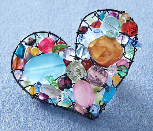 Multi-Stone Heart Pin