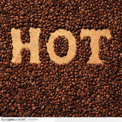 咖啡豆拼成的HOT生活百科图片素材