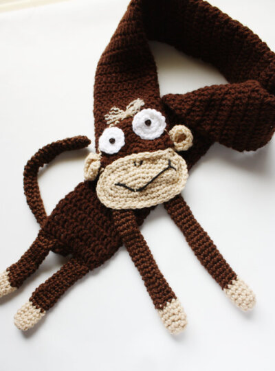 crochet monkey scarf PDF pattern only