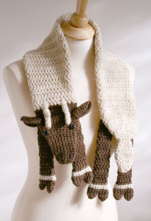 PDF Crochet Pattern for Reindeer Scarf - DIY Fashion Tutorial for Christmas Holiday