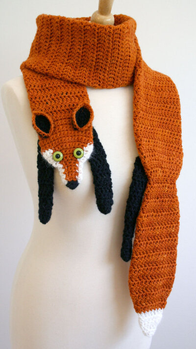 PDF Crochet Pattern for Fox Scarf - DIY Fashion Tutorial