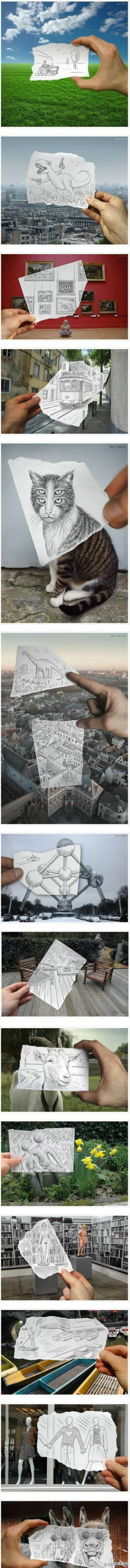 比利时的一位天才艺术家本·海涅，用铅笔和照片创造的神奇作品