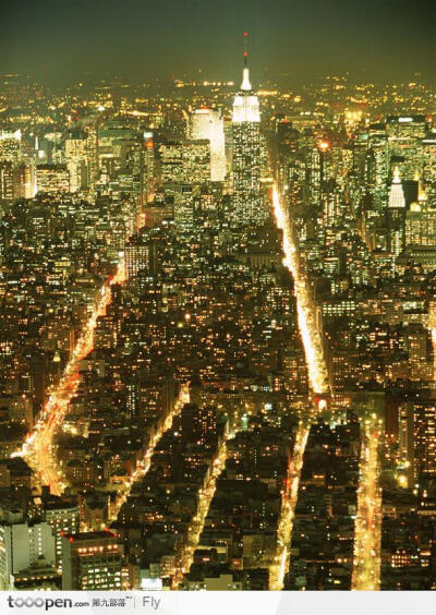 俯瞰城市夜景世界景观图片素材