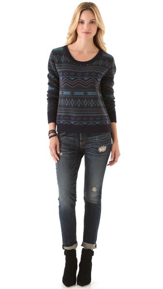 Haute Hippie Fair Isle Cropped Sweater