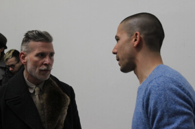 wearethemarket: Nick Wooster talking to Micah Cohen at the Shades of Grey by Micah Cohen Autumn / Winter 2012 Presentation.