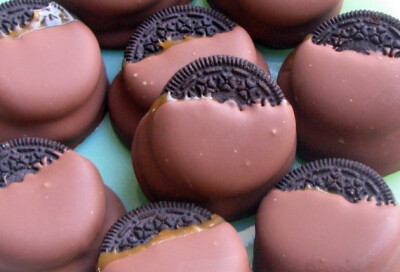 Gourmet Chocolate Covered Cookies-Creme Sandwich Cookies Covered in Caramel and Milk Chocolate